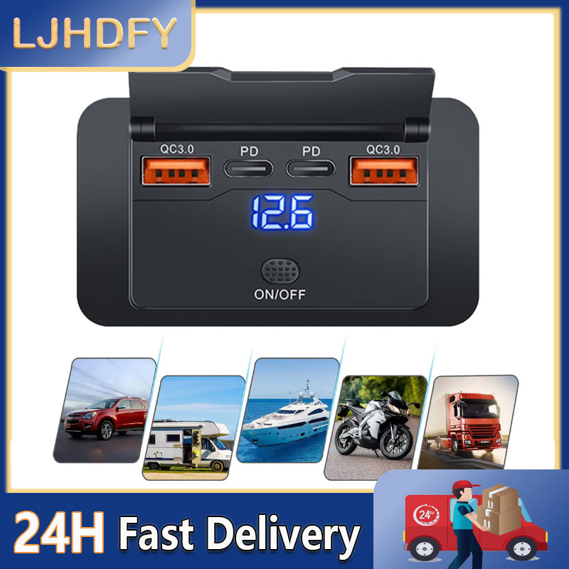 Car Accessories Qc - 4 Ports Dual PD Dual QC