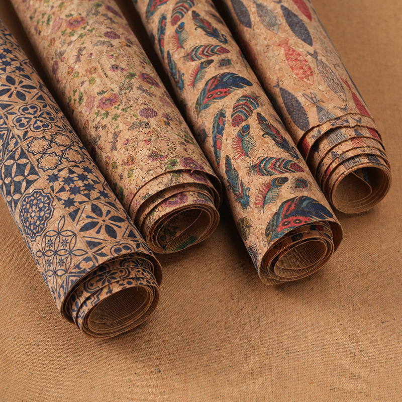 Car Accessories Cork - 100x138cm Cork Printed PU Leather Fabric